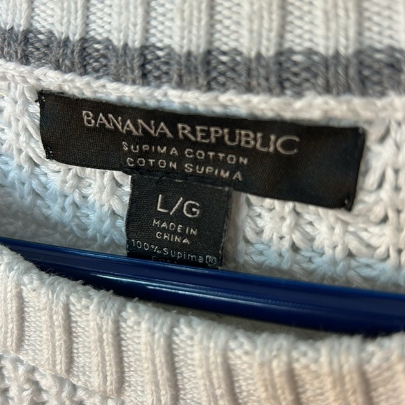 Banana Republic White Chunky Cable Knit Sweater supima cotton size large - Picture 3 of 6